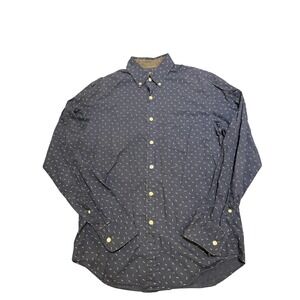 J Crew Mens Size‎ S Long Sleeve Button Down Shirt Navy Arrow Print 100% Cotton